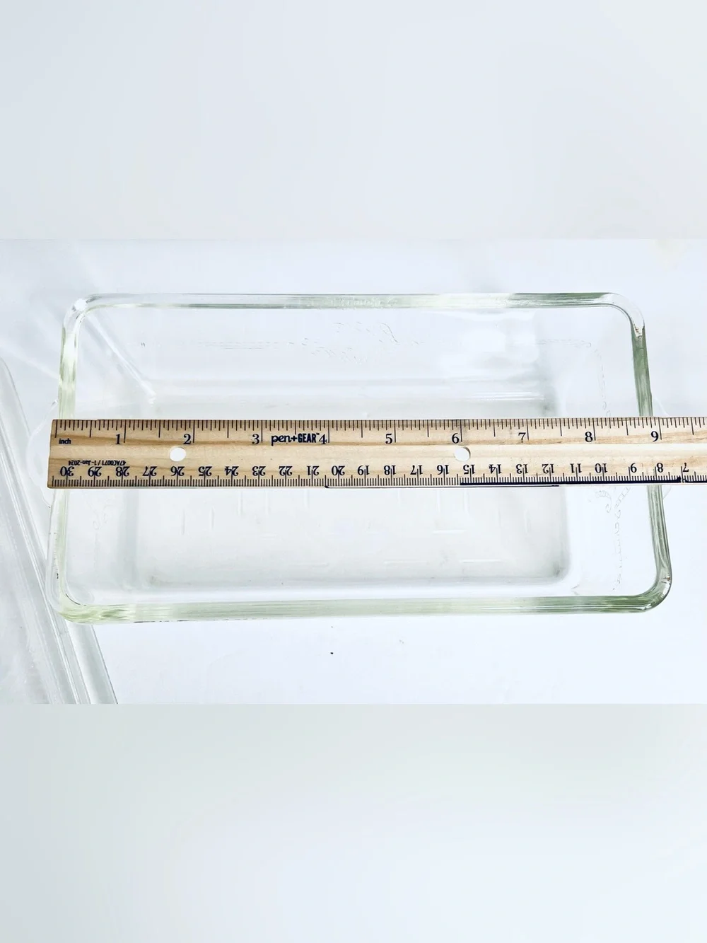 Vintage Glasbake 254 Refrigerator Dish Clear Glass Embossed Lid 1.5 Qt USA